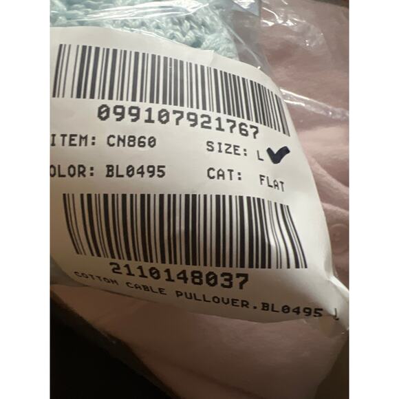 J. Crew Cable Knit Crewneck Sweater Midday Skies NWT size Large - Picture 6 of 7